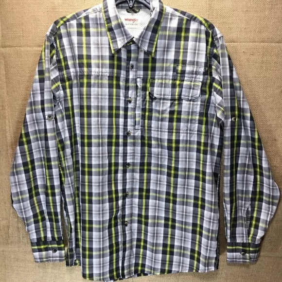 Wrangler Vented Button Front Long Sleeve Shirt Med - Picture 2 of 7
